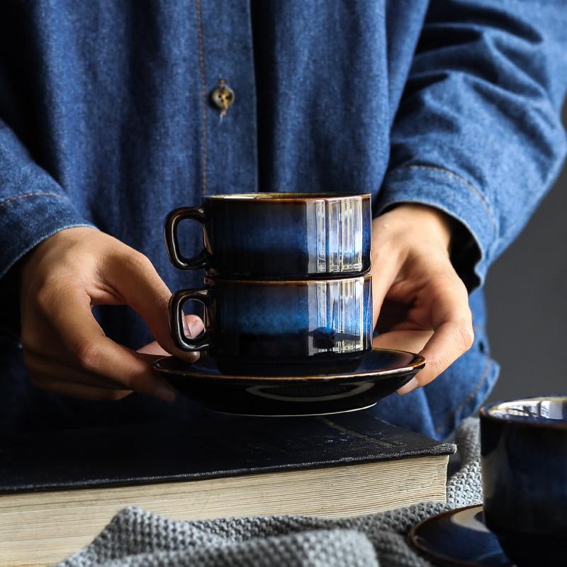 Katzenaugen-Effekt Keramiktasse in Blau | CeramiLux