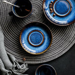 Katzenaugen-Effekt Keramiktasse in Blau | CeramiLux