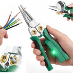 8-in-1 Wire Stripping Tool with Voltage Tester and LED Alert