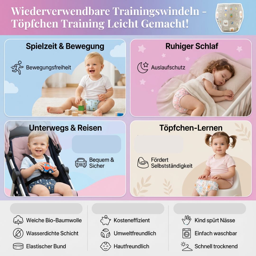 Wiederverwendbare Windeln für einfaches Töpfchentraining