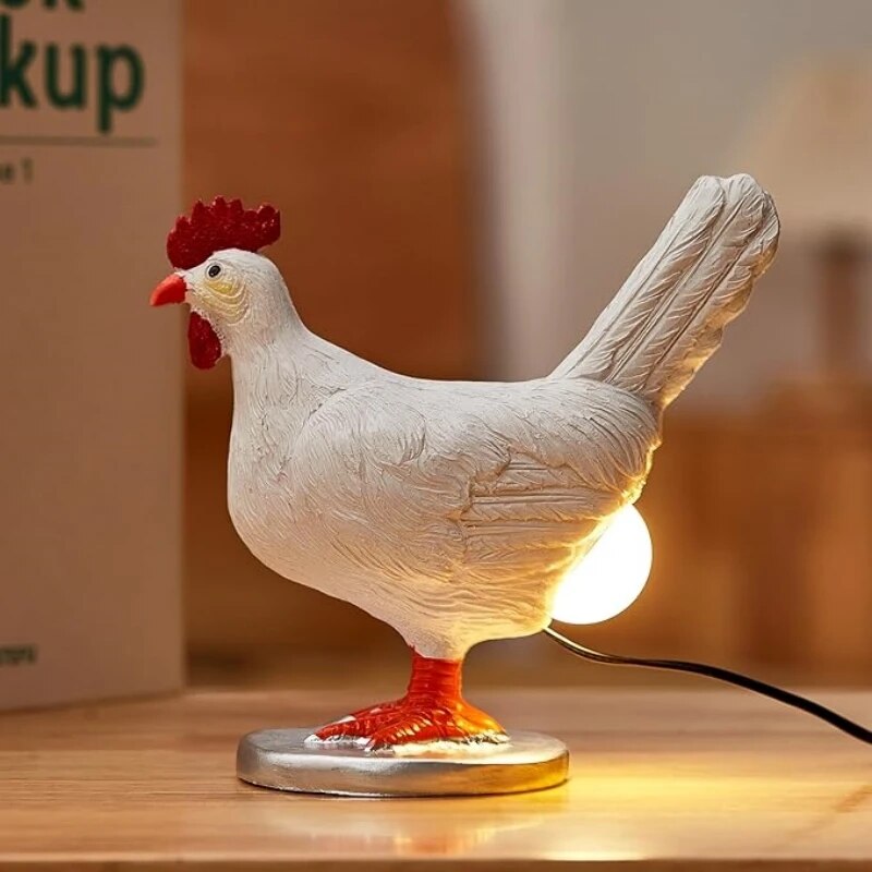 Dekorative Tischlampe in Hühnerform mit sanftem LED-Licht