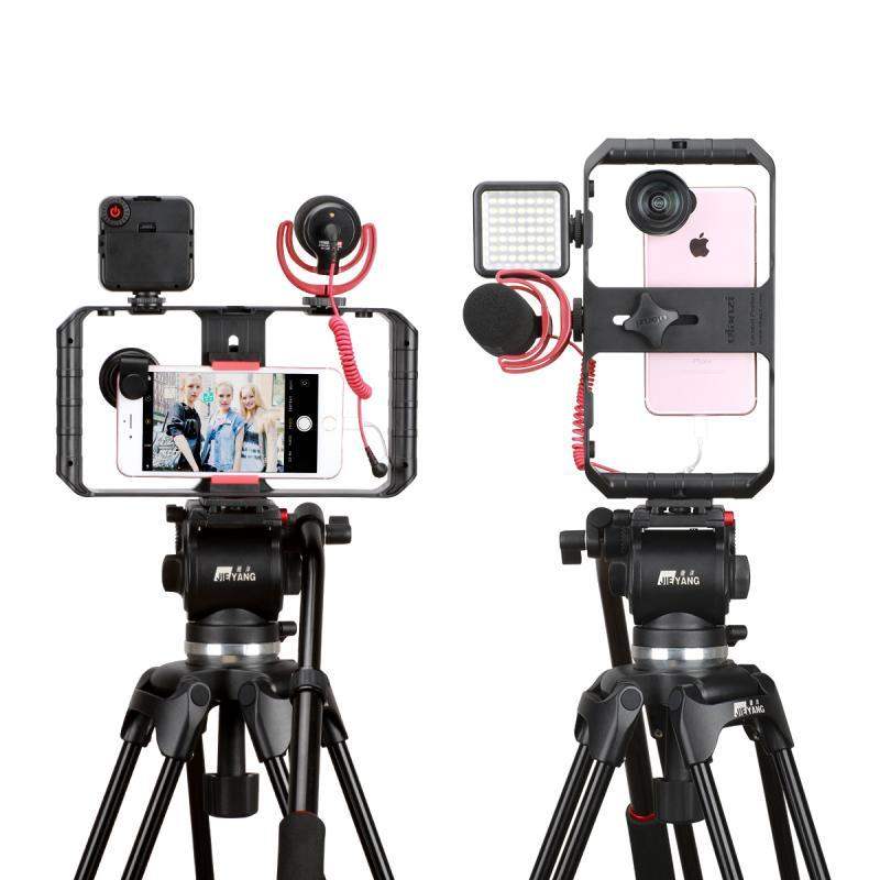 Smartphone-Stabilisator mit VideoGrip – Professionelles Filmgehäuse mit Kaltenschuh-Befestigungen