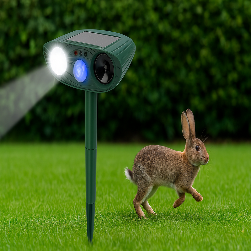 Sonnengestützter Ultraschallkaninchenabwehr mit Blinklicht – Effektiver Schutz für Ihren Garten