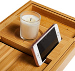 Elegant, Extendable Bamboo Bath Caddy with Wine Glass Holder