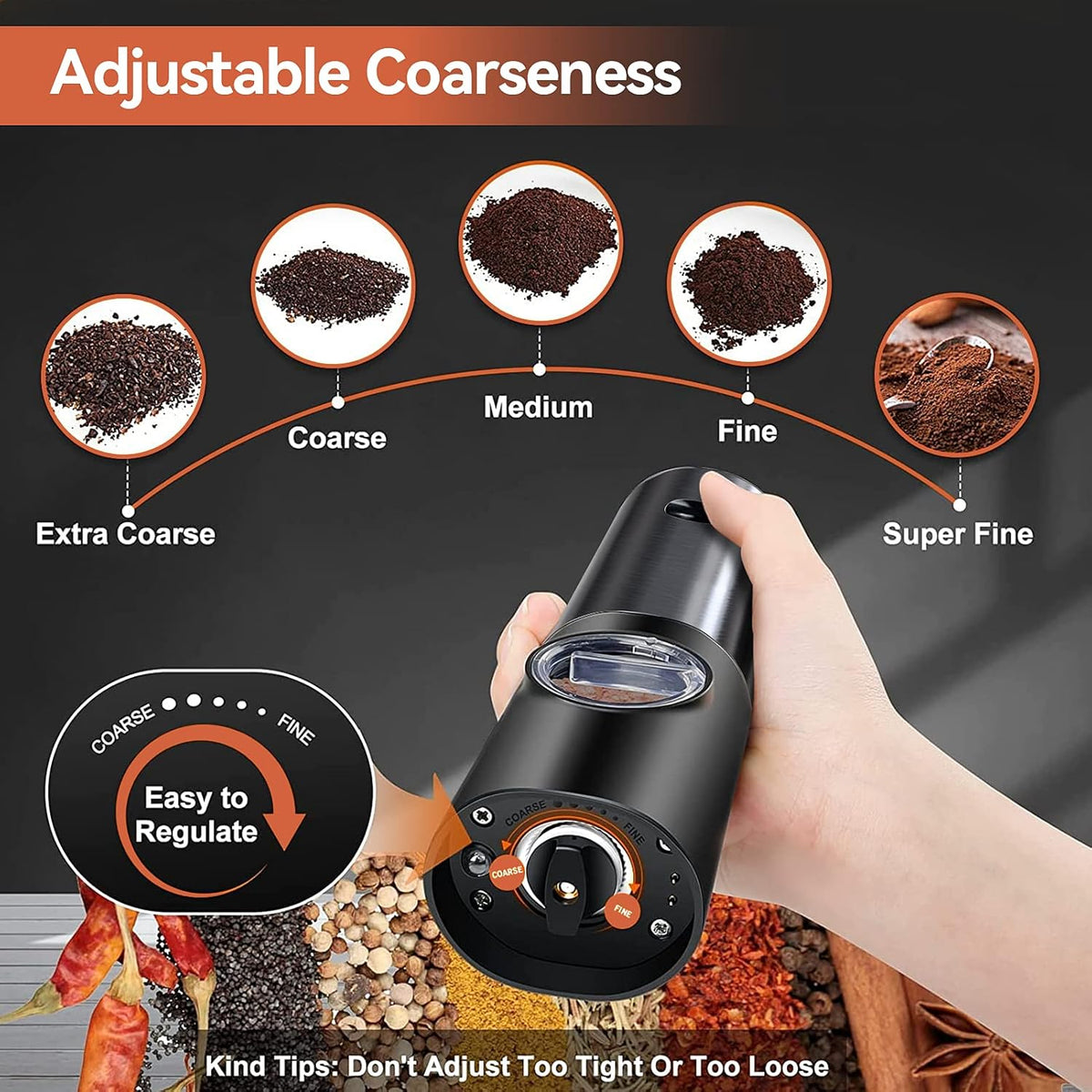 Electric Salt and Pepper Mill Set - Rechargeable Grinders