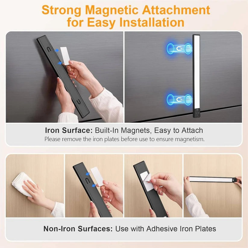 Set of 2 Magnetic Motion Sensor Under-Cabinet Rechargeable Lights