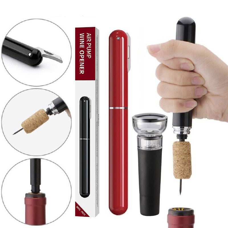 2-in-1 Weinflaschenöffner mit Luftdruckpumpe und Folienabschneider