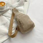 Stylish corduroy shoulder bag with practical compartments