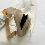 Stylish corduroy shoulder bag with practical compartments