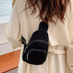 Stylish corduroy shoulder bag with practical compartments