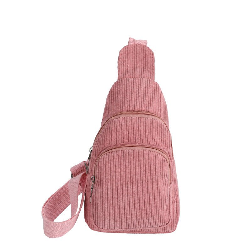Stylish corduroy shoulder bag with practical compartments
