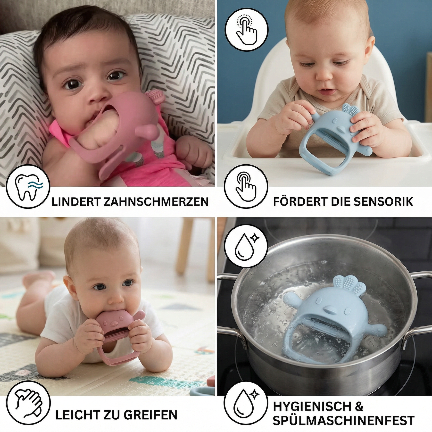 Silikon-Beißring für Babys – Zahnungshilfe aus lebensmittelechtem Material
