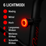 Sicheres Rücklicht für Fahrrad mit 6 Leuchtmodi und Akku
