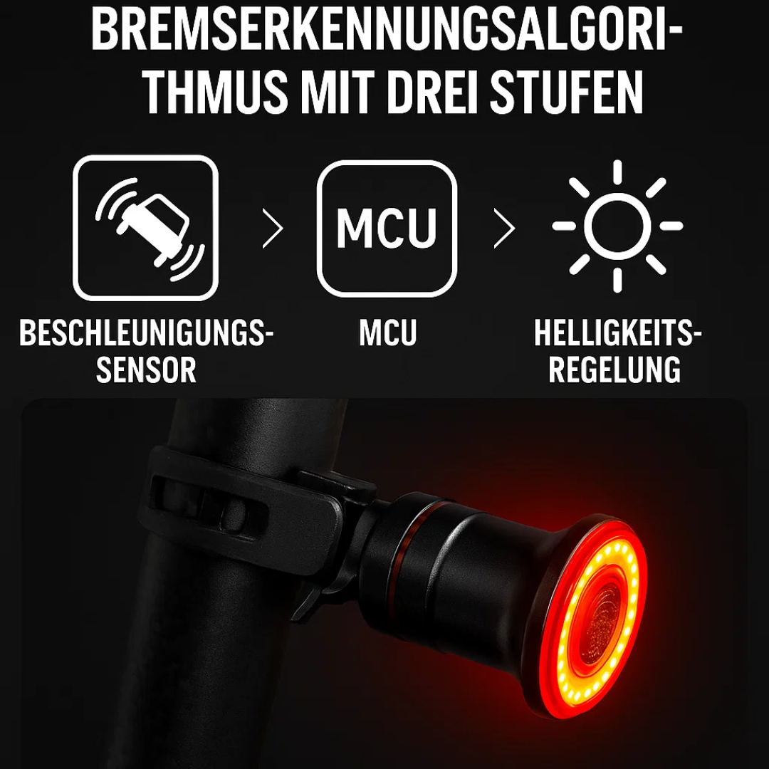 Sicheres Rücklicht für Fahrrad mit 6 Leuchtmodi und Akku