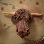 Home Decor Sculpture of Rustic Highland Cow Wall Art