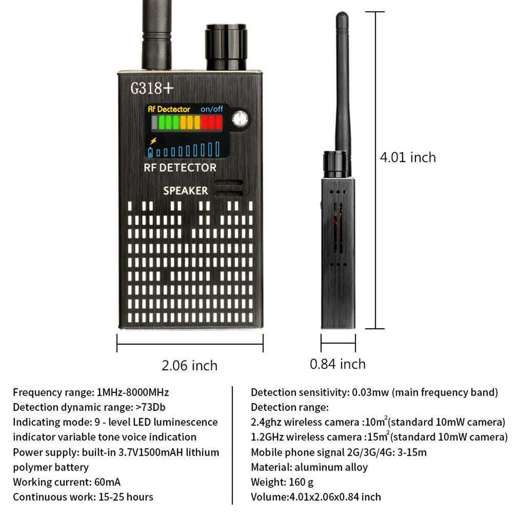 RF-Signal- und Kameradetektor mit Laserfunktion und Alarm – Datenschutzschutz