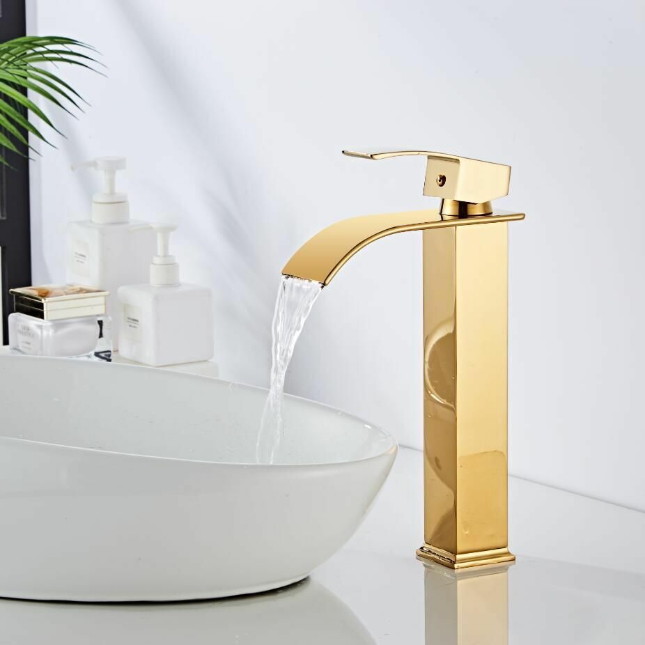 Eleganter Wasserfall-Waschtischarmatur aus Messing