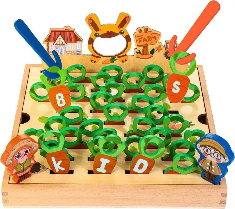 Holzspielzeug zum Lernen – Buchstaben und Karotten Spaß