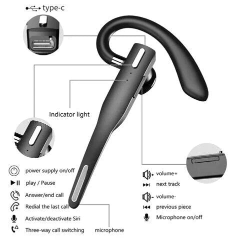 Kabelloses Bluetooth 5.1 Headset mit Dual-Mikrofon und Geräuschunterdrückung