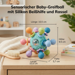 Silikon Beißhilfe und Rassel – Sensorischer Greifball für Babys