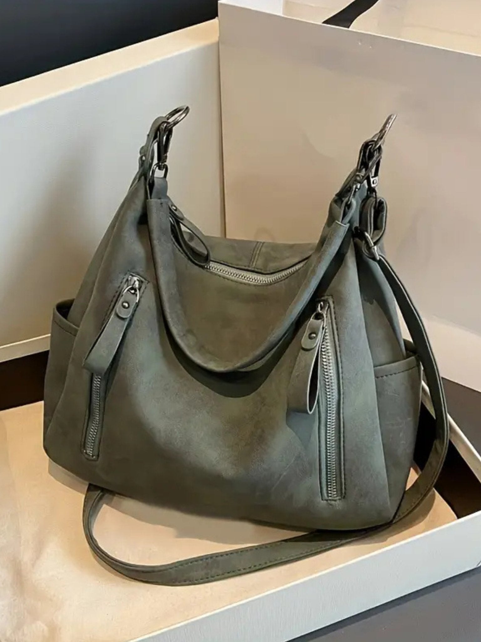 Elegant shoulder bag made of high-quality suede for modern women