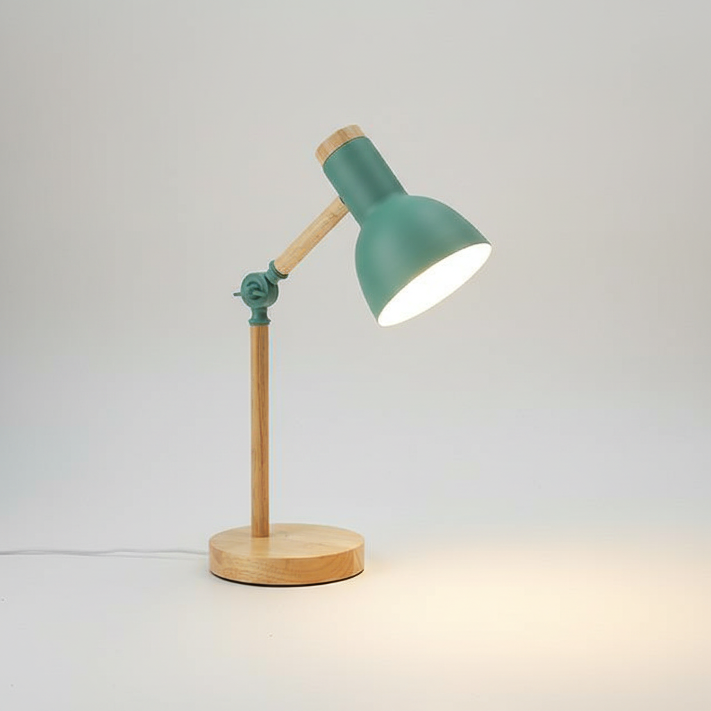 Modern Desk Lamp with Wood and Metal Design for Home Lighting