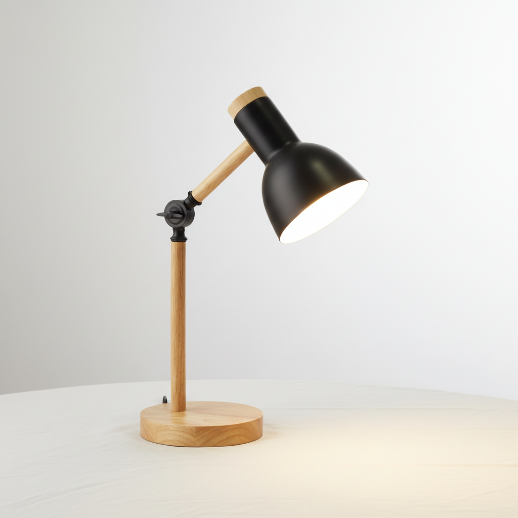 Modern Desk Lamp with Wood and Metal Design for Home Lighting
