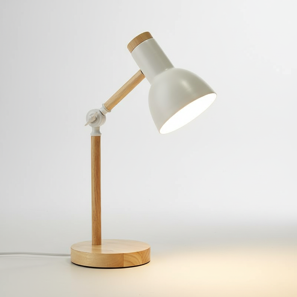 Modern Desk Lamp with Wood and Metal Design for Home Lighting
