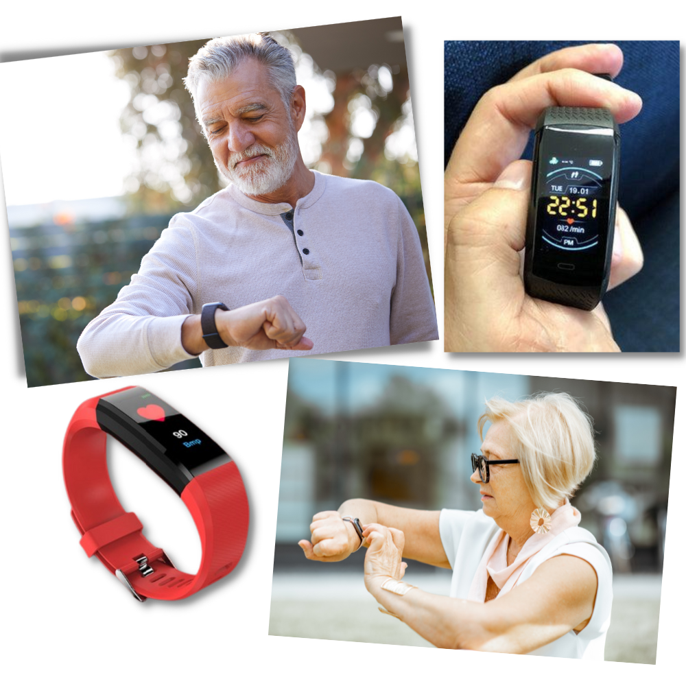 Senioren Smartwatch mit Gesundheitsmonitor und großem LED-Bildschirm