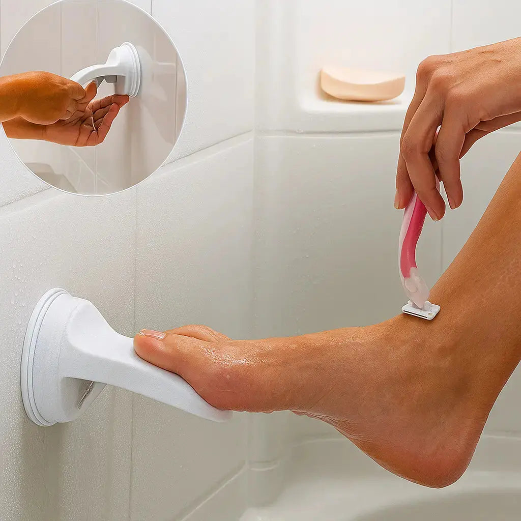 Ergonomische Fußstütze für sicheres Duschen und Rasieren