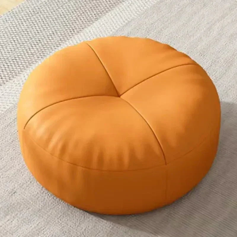 Runde japanische Sitzkissen aus Nappa-Leder im Tatami-Stil