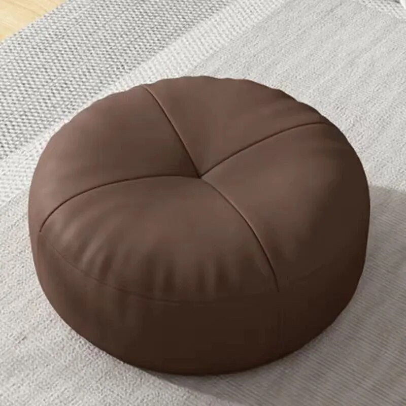 Runde japanische Sitzkissen aus Nappa-Leder im Tatami-Stil