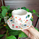 Handbemalte Kaffeetasse aus Keramik mit Untertasse – Teeset