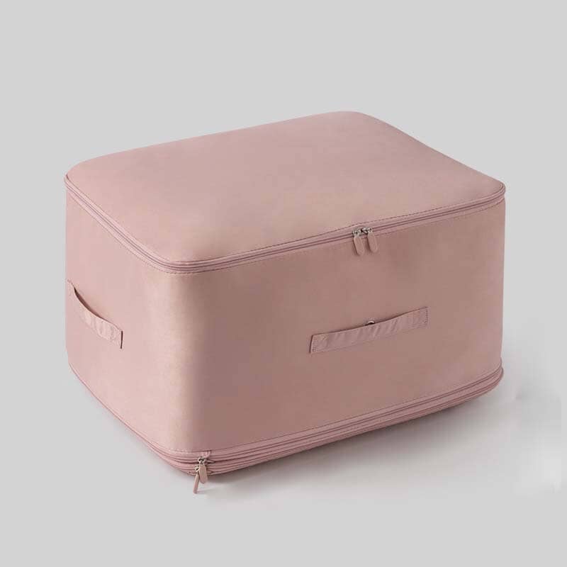 Space-saving, self-compressing storage bag