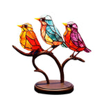 Buntglas Ornamente mit Vögeln auf Ästen