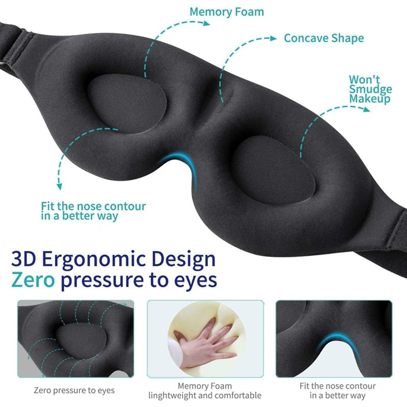 3D Schlafmaske in Schwarz für optimale Dunkelheit