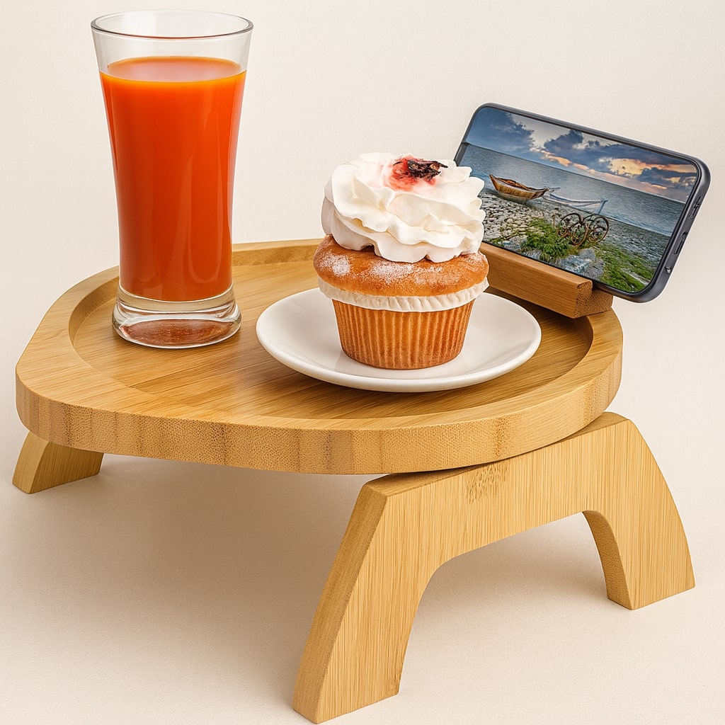 Praktischer Sofa Beistelltisch aus Holz für maximalen Komfort