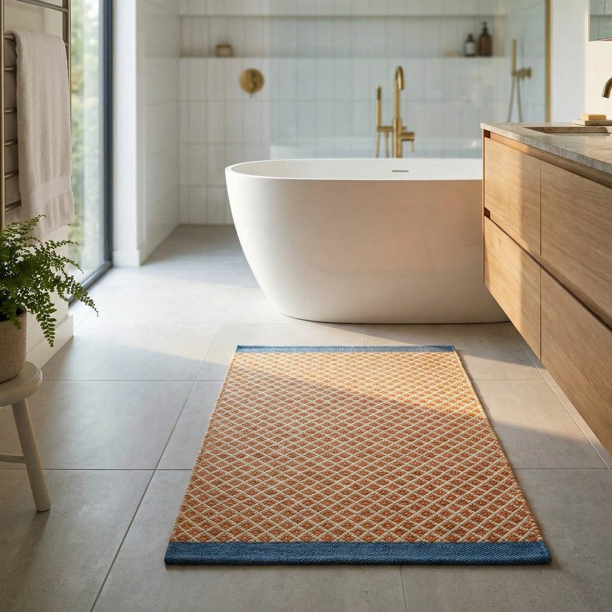 Checkered Bath Mat for Soft Comfort on Floor