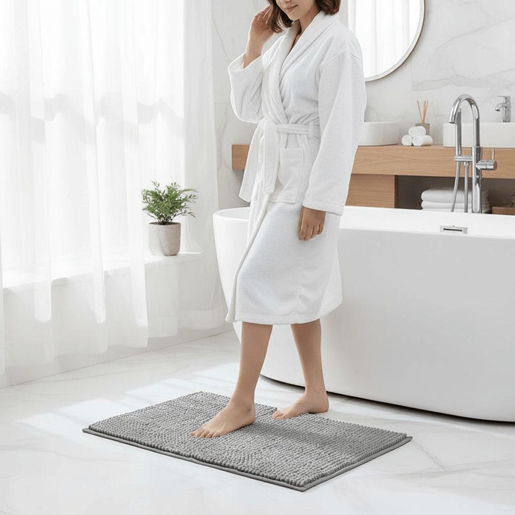 Chenille Bath Mat for Bathroom - Highly Absorbent and Slip-Resistant