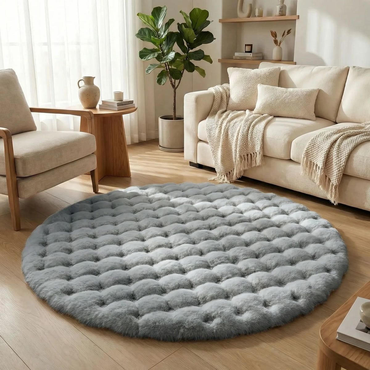 Cozy Home Decor with Soft Round Plush Area Carpet