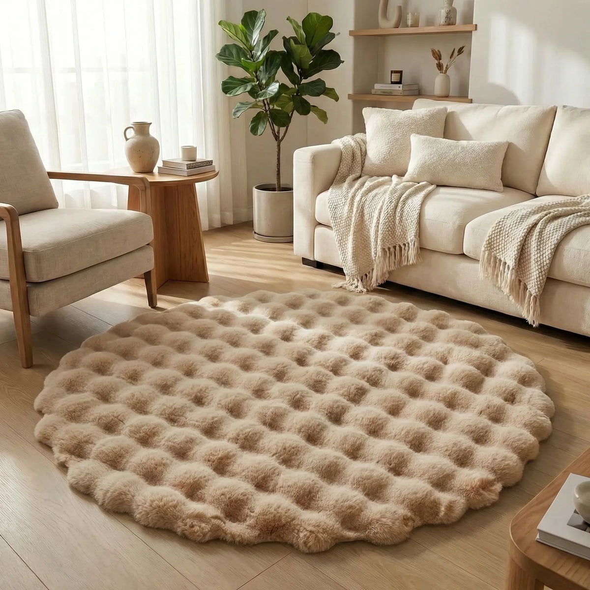 Cozy Home Decor with Soft Round Plush Area Carpet