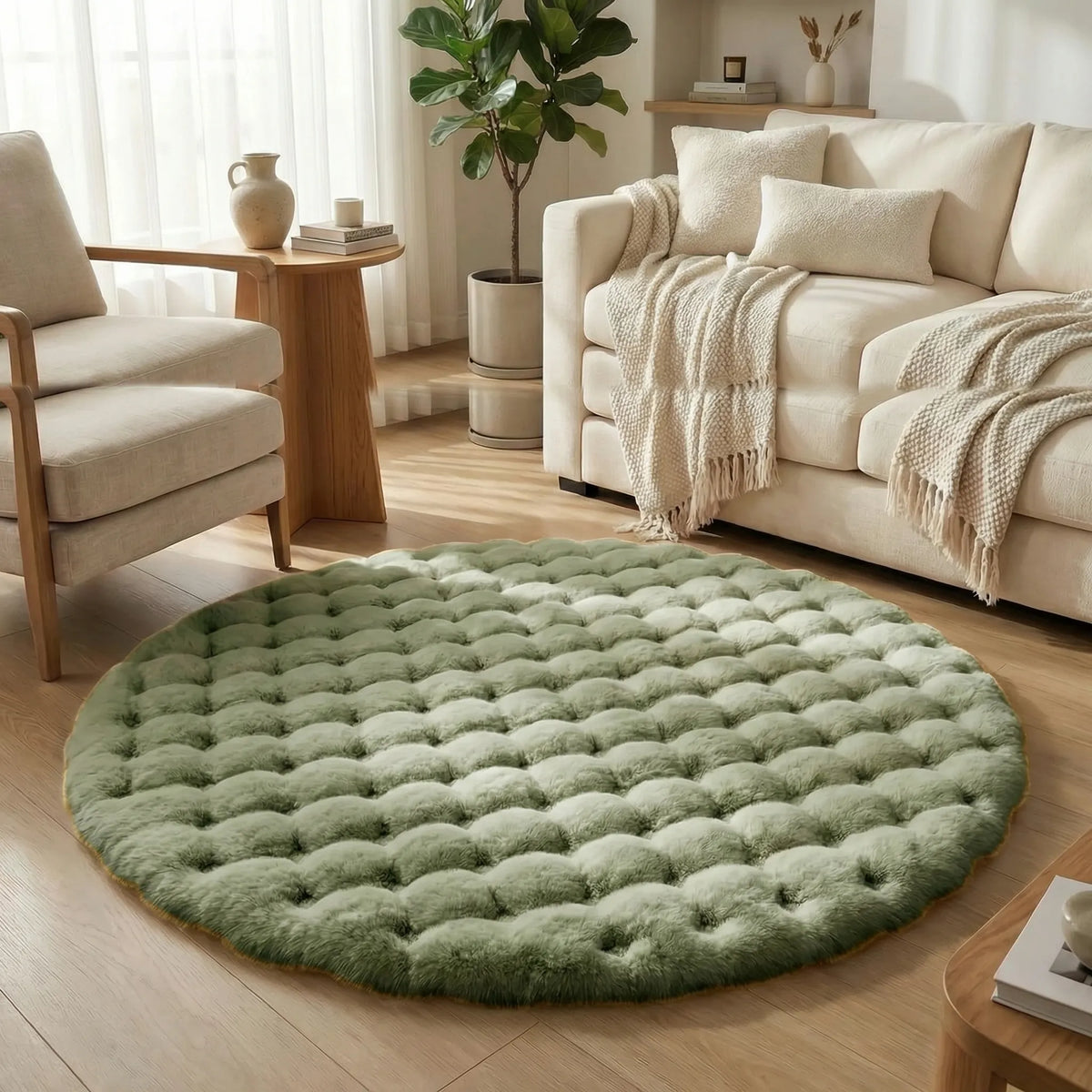 Cozy Home Decor with Soft Round Plush Area Carpet