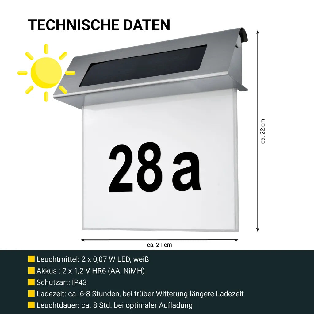 Stainless Steel Solar House Number with LED – Sustainably Illuminated