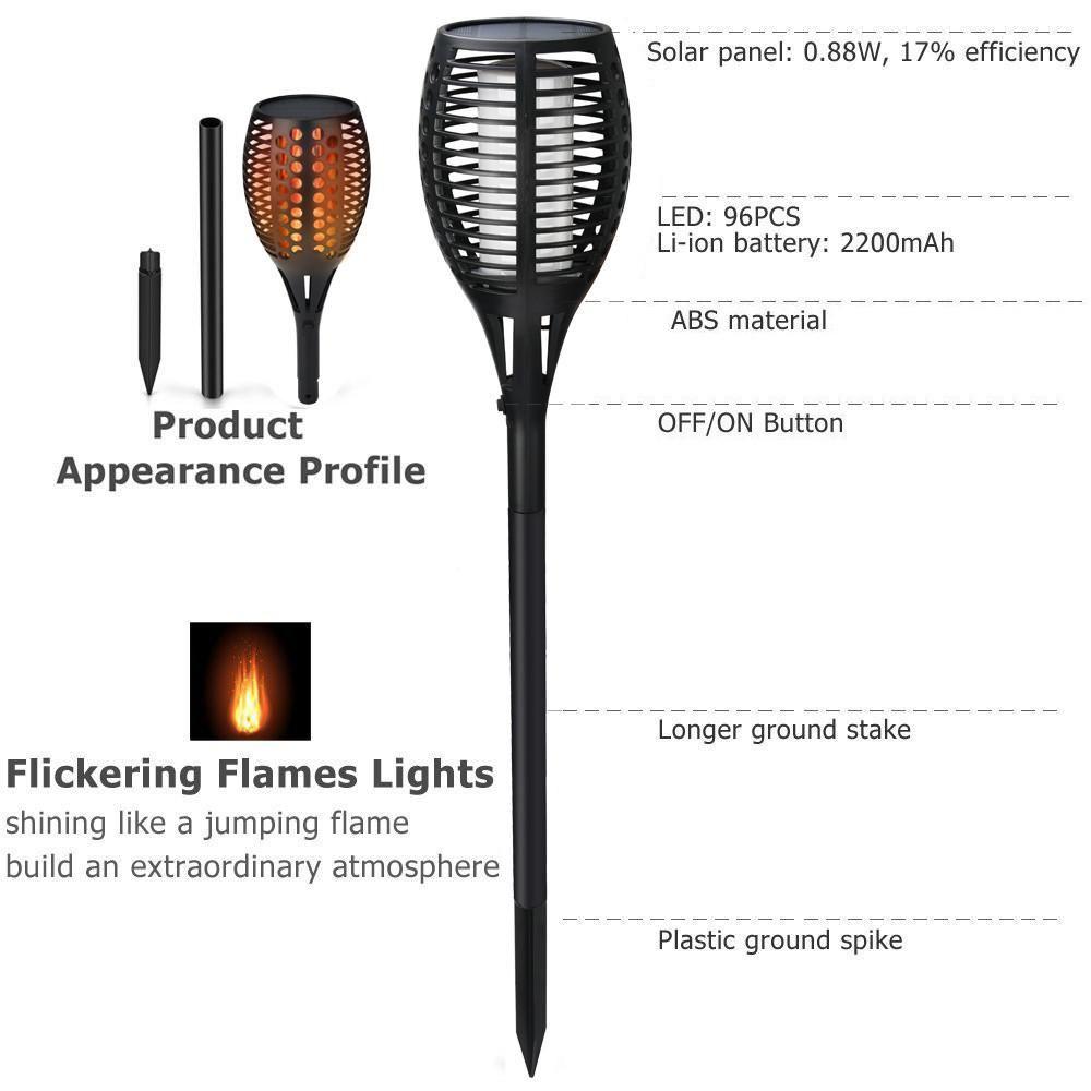 2er Set Solar LED Fackel Licht mit Flammeneffekt | LumiFlame