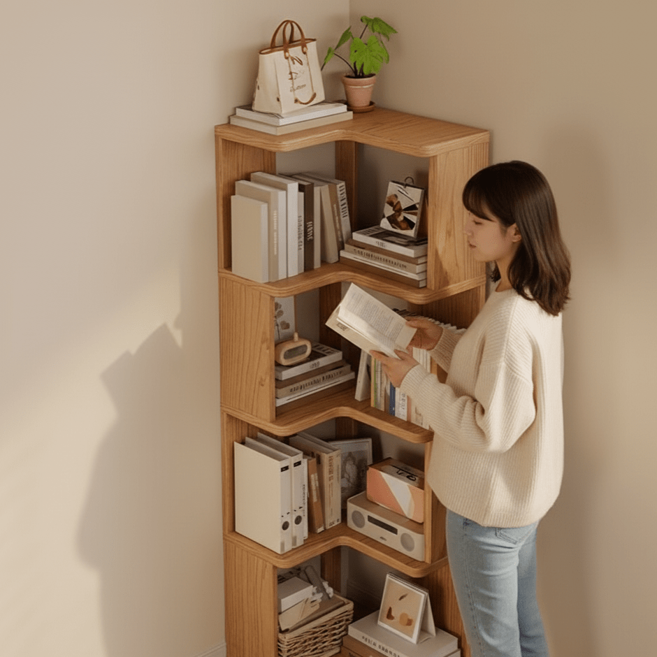 Corner Cabinet in Solid Pine Wood for Efficient Space Storage