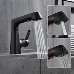 Modern single-hole basin mixer with pull-out spray function