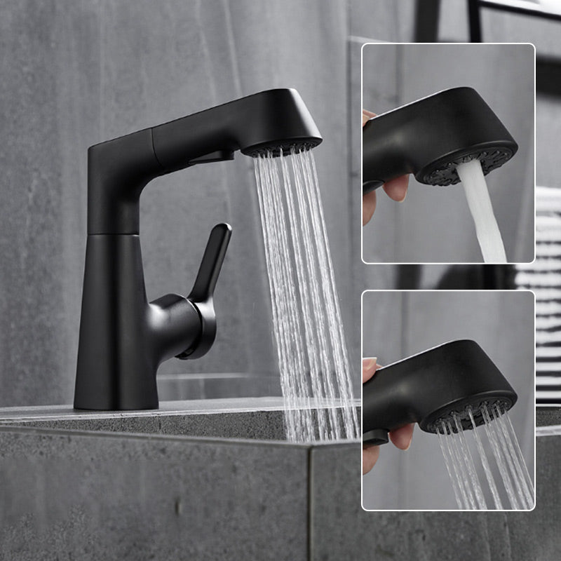 Modern single-hole basin mixer with pull-out spray function