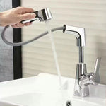 Modern single-hole basin mixer with pull-out spray function