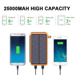 Portable Solar Power Bank with 25000mAh - Ideal for Travel