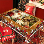 Weihnachtlicher Tischläufer mit Rentieren und Schneemännern – Robuste Polyester-Tischdecke